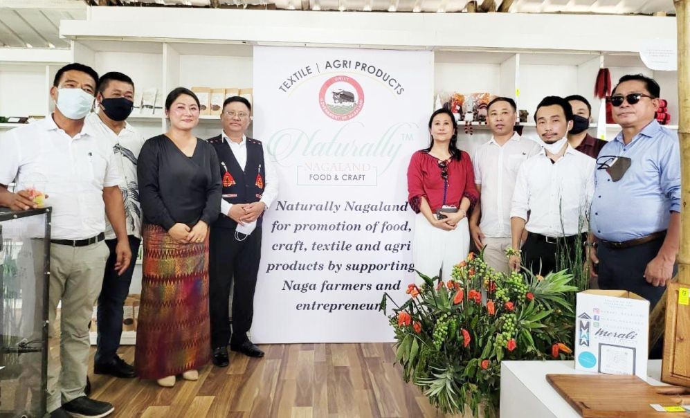 Agriculture Production Commissioner, Y Kikheto Sema seen with officers of Agri and allied departments after inaugurating Naturally Nagaland outlet at 4th Mile, Dimapur on July 9. (Morung Photo)